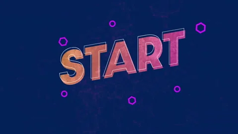 START letters glowing over dark navy background, showing flat design network Stock Footage 307945304