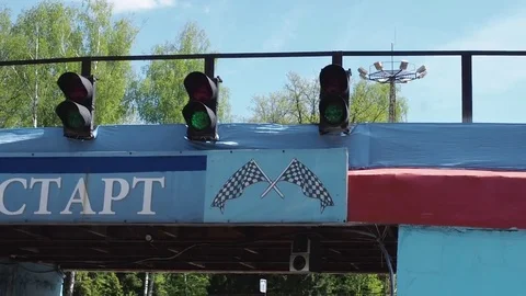 Start lights of karting track. Stock Footage 76649955