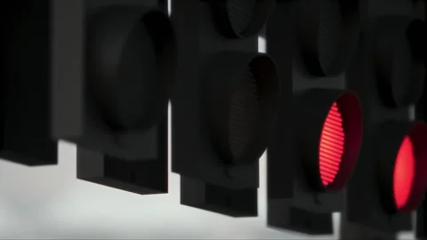 Start lights of racing event. LED signals indicating start sequence at circuit Stock Footage 300989037