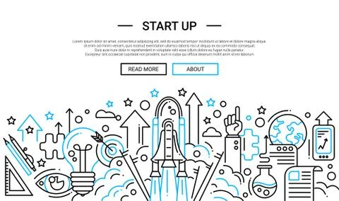 Start Up - line design website banner temlate Stock Illustration