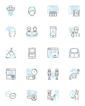 Start-up linear icons set. Innovation, Entrepreneur, Venture, Growth, Funding イラスト素材