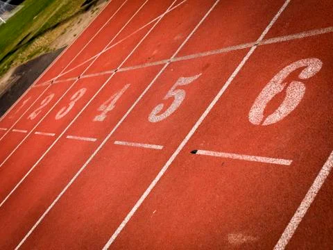 Start lines on a running track Stock Photos