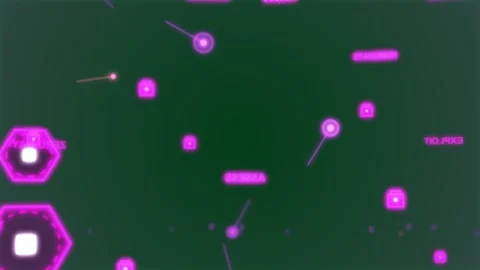 On start magenta HUD elements drifting, pulsing, rotating on transparent Stock Footage 329548168