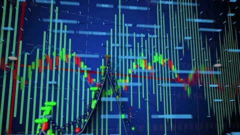 On start market chart animating bars sliding supports rising peak moving price Stock Footage 332955963