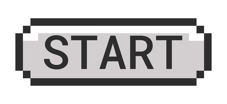 Start monochrome pixel art button Illustrazione stock