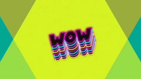 At start neon WOW appearing as five layers merging into pulsing with color Stock Footage 317369722