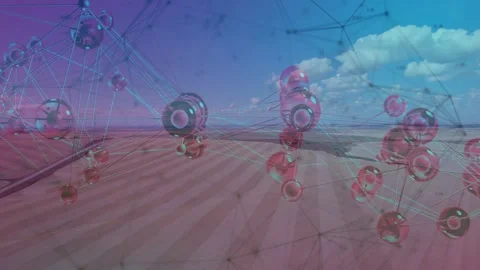 On start network hovering rotating right while ring orbs aligning drifting over Stock Footage 328686003