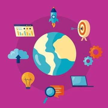 Start up nine icons Stock Illustration