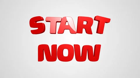 Start Now 3D Text Animation red on white background motivational quote Stock Footage 276387291