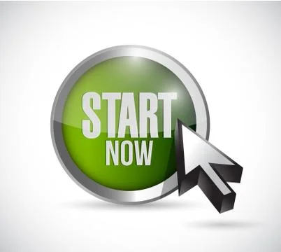 Start now green button illustration design Illustrazione stock