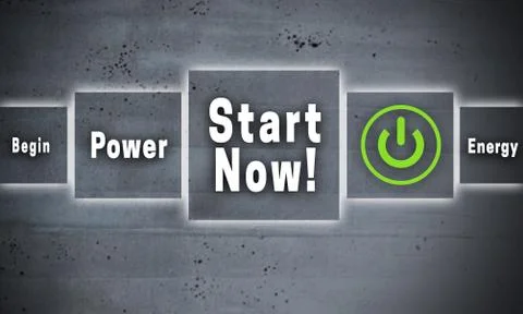 Start now touchscreen concept background Stock Photos