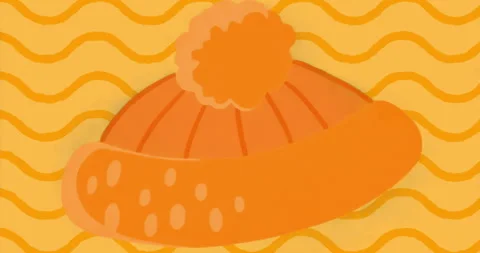 On start, orange beanie hat holding still as waves stacking behind showing Stock Footage 315525488