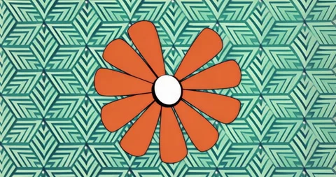 On start orange daisy starting rotating, drifting petal moving out and back Stock Footage 316096722