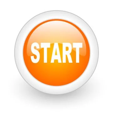Start orange glossy web icon on white background. Stock Illustration