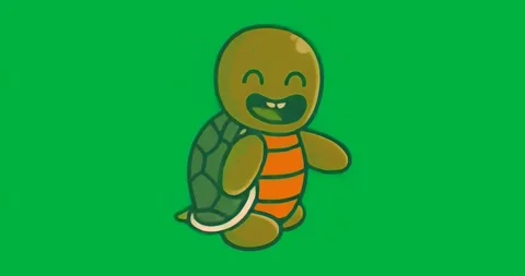 At start orange turtle shifting, laughing, marching and pulsing aura on shell Stock Footage 317284880