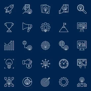 Start-up outline vector icons. Startup business linear signs Illustrazione stock