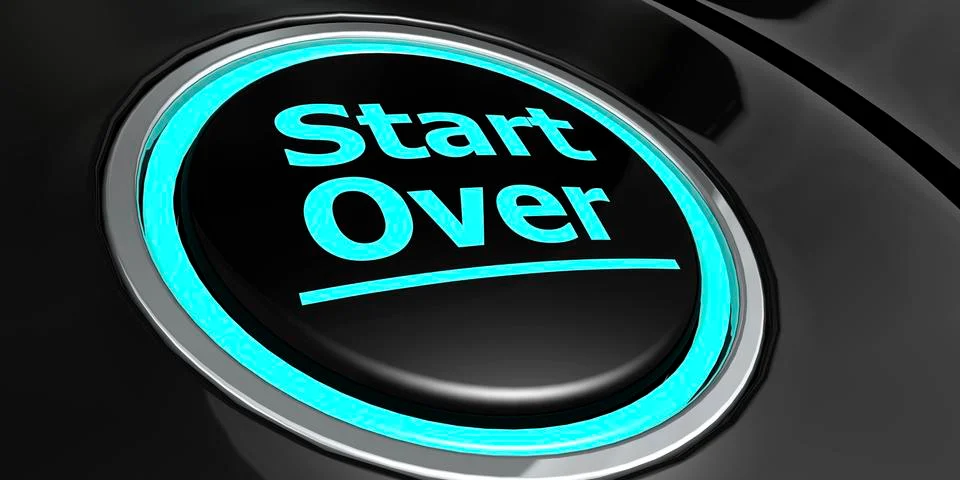 Start over button with blue light Stock Illustration