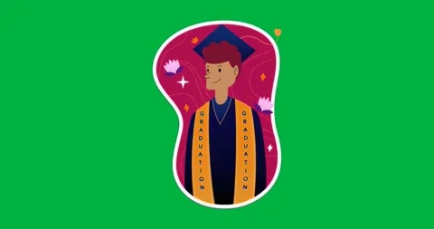 Start pattern shifting around graduate in cap and stole on transparent backdrop Stock Footage 317212639