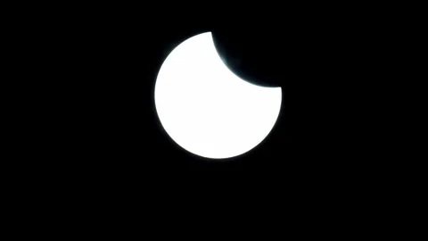 Start phase solar eclipse .gentle camera. static shoot. tight details Stock Footage 135710676