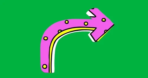 On start pink arrow hosting polka dots alternating yellow-green each second on Stock Footage 317284284