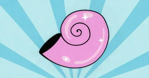 On start pink spiral shell appearing centered and holding for view while blue Stock Footage 315521909