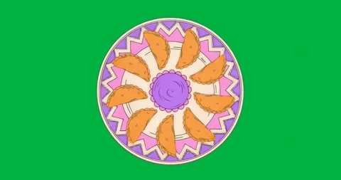 On start plate with empanadas rotating clockwise showing zigzag border on Stock Footage 317213244