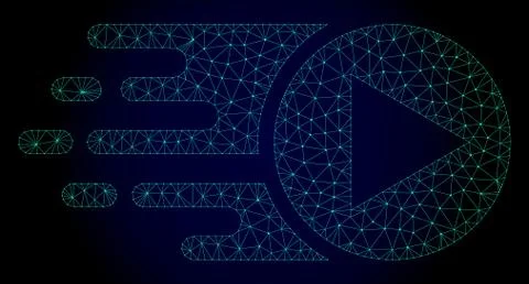 Start Play Polygonal Frame Vector Mesh with Fast Motion Effect Stock Illustration