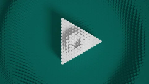 Start Playback play triangle. White and cyan mosaic surface with moving hexagons Stock Footage 162882038