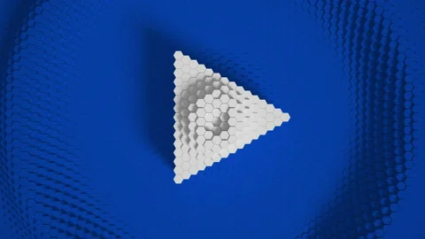 Start Playback play triangle. White and blue mosaic surface with moving hexagons Stock Footage 162882414