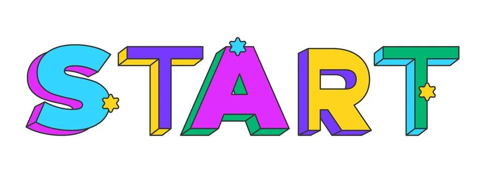 Start playful 3D text design Stock Illustration