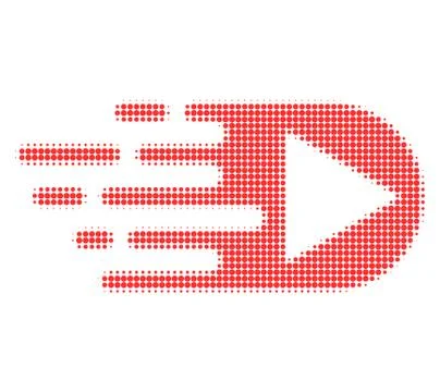 Start Playing Halftone Dotted Icon with Fast Rush Effect Stock Illustration