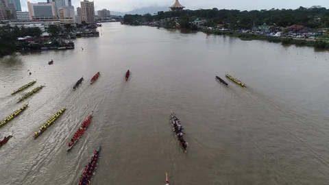 The start point boat race for 16 boats Stock Footage 104941277