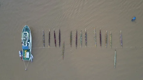 The start point boat race Stock Footage 124114235
