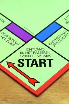 Start point on a Dutch Monopoly game board Stock Photos