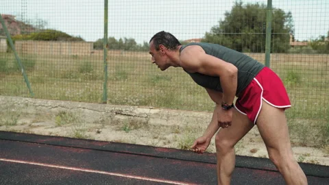 Start Position Training For A Professional Runner Stock Footage 278407136