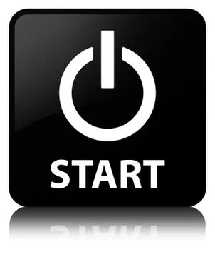 Start (power icon) black square button Stock Illustration
