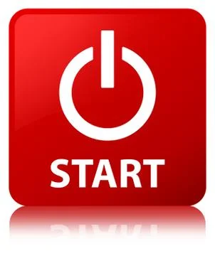 Start (power icon) red square button Stock Illustration