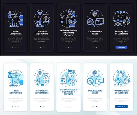 Start up problems onboarding mobile app page screen Stock-Illustration
