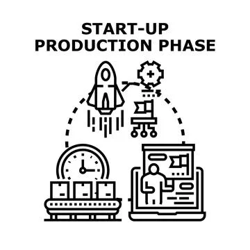 Start up production phase process concept vector icon Stock Illustration