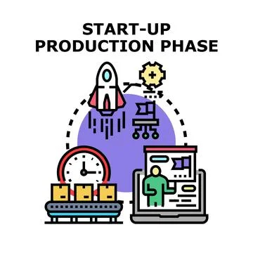 Start up production phase process concept vector icon Stock Illustration