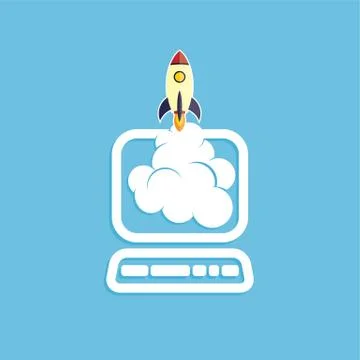 Start up program rocket computer boot program Stock Illustration