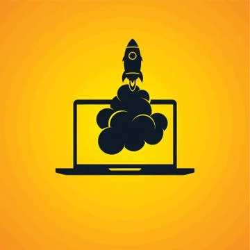Start up program rocket computer boot program Stock Illustration