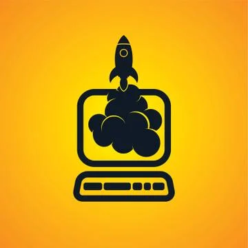 Start up program rocket computer boot program Stock Illustration