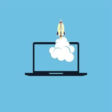 Start up program rocket computer boot program Stock Illustration