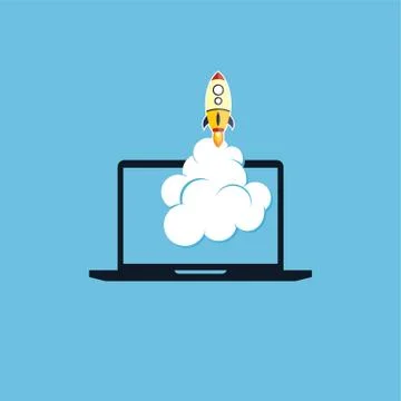 Start up program rocket computer boot program Stock Illustration