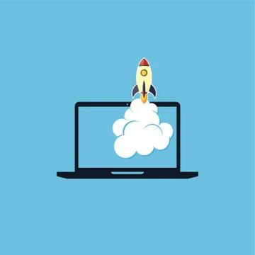 Start up program rocket computer boot program Stock Illustration