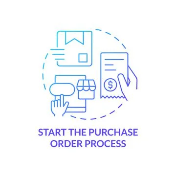 Start purchase order process blue gradient concept icon Illustrazione stock