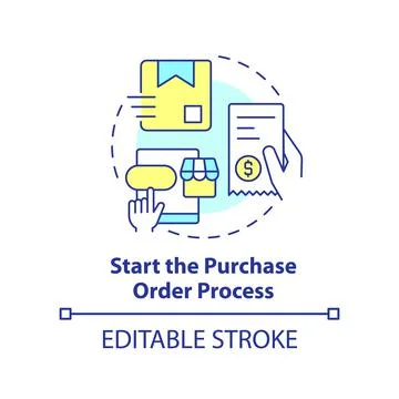 Start purchase order process concept icon Illustrazione stock