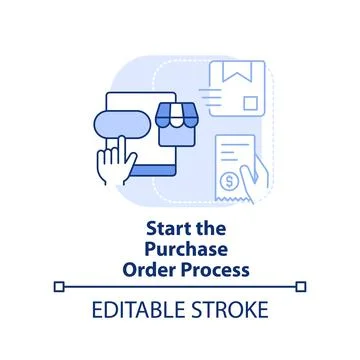 Start purchase order process light blue concept icon 스톡 일러스트