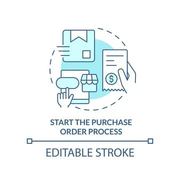 Start purchase order process turquoise concept icon Illustrazione stock